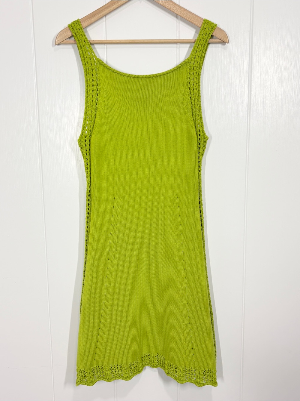 J. Crew Green Crochet Trim Knit Scoop Mini Shift Dress Size Medium